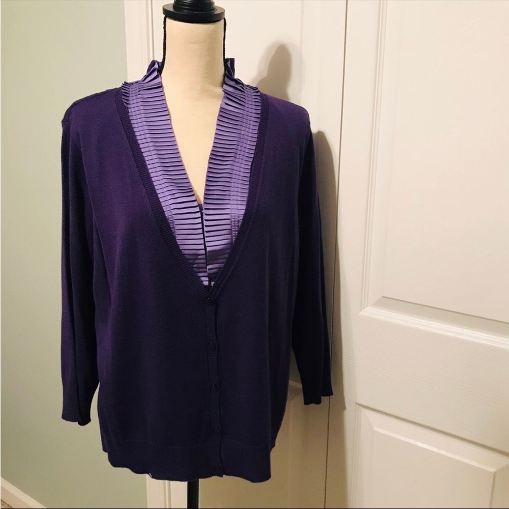 New York & Company Womens‎ Size XL Purple Blouse & Cardigan One Piece Office NEW